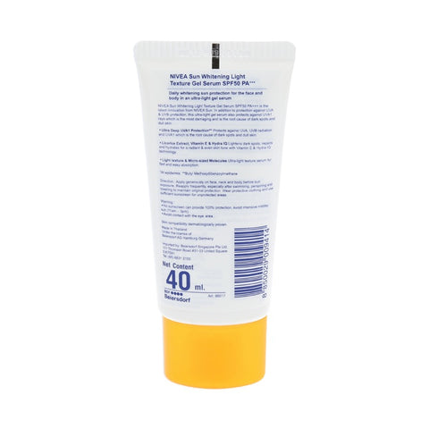 Nivea Sun Whitening Light Texture Gel Serum Spf50 PA+++ 40ml