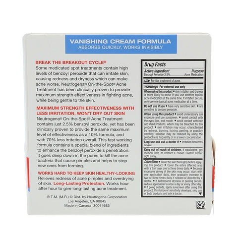 Neutrogena Vanishing Cream Formula On-the-Spot Acne Treatment 21g