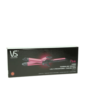 Vidal Sassoon iPink 32MM Tourmaline Ceramic 2-in1 Straightener / Curling Iron 1pcs