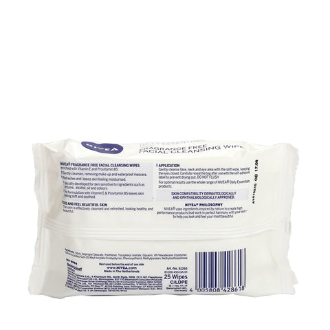 Nivea Fragrance Free Facial Cleansing Wipes 25sheet