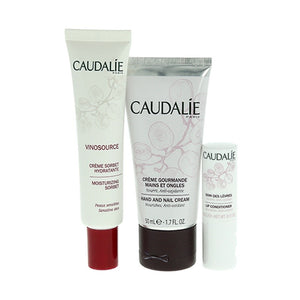 Caudalie Moisture Essentials Limited Edition Set (Vinosource Moisturizing Sorbet 40ml + Hand and Nail Cream 50ml + Lip Conditioner 4.5g) 1box
