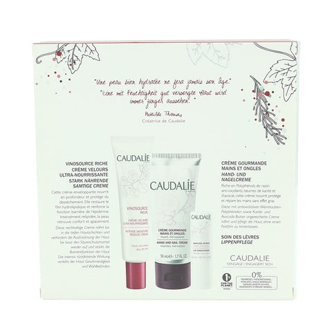 Caudalie Nourishing Essentials Limited Edition Set (Vinosource Intense Moisture Rescue Cream 40ml + Hand & Nail Cream 50ml and Lip Conditioner 4.5g) 1box