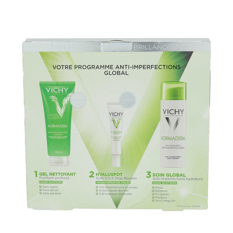 Vichy Normaderm Soin Hydratant Anti-Imperfections Global (Tri-Activ Moisturizer) 50ml with Free Gel Nettoyant Purifiant Profond (Deep Cleansing Purifying Gel) 100ml and Hyaluspot 3ml Limited Edition 1box