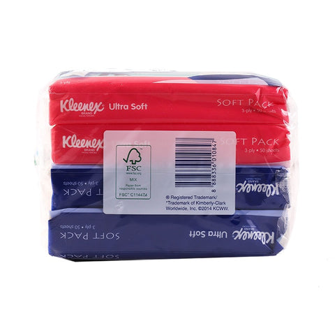 Kleenex Soft Pack Facial Tissue Floral 4×50pcs