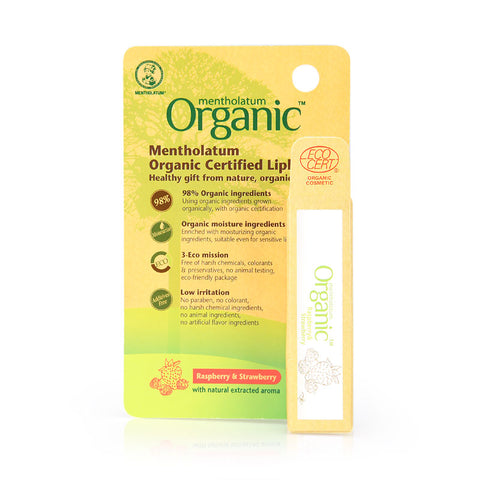 Mentholatum Organic Certified Lipbalm Raspberry & Strawberry 3.5g