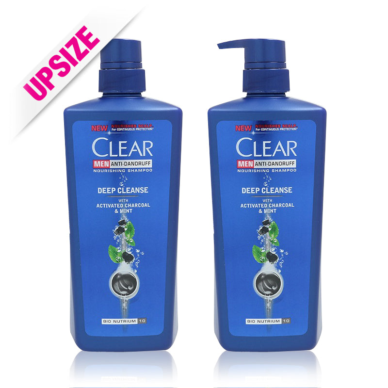 Clear Men Anti-Dandruff Nourishing Shampoo Deep Cleanse With Activated Charcoal & Mint 700mlx2