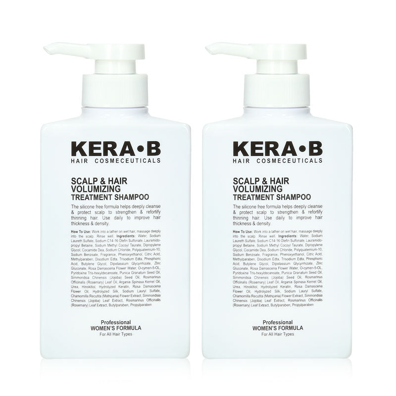 Kera B Scalp & Hair Volumizing Treatment Shampoo Professional Women's Formula 300ml X 2 pcs