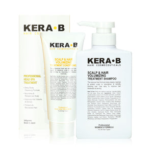 Kera B Scalp & Hair Volumizing Treatment Shampoo Professional Men's Formula 300ml + Conditioner Professional Head Spa Treatment 200g