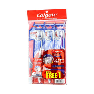 Colgate Slim Soft Dual Action Toothbrush (Ultra Soft) 2+1pcs