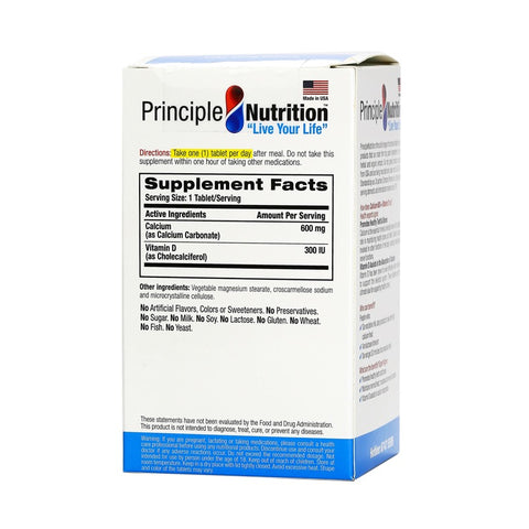 PrincipleNutrition Calcium 600 + Vitamin D 60tabs