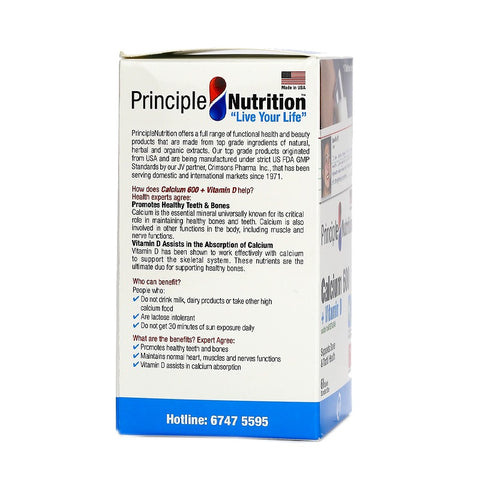 PrincipleNutrition Calcium 600 + Vitamin D 60tabs