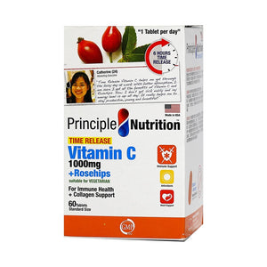 PrincipleNutrition Vitamin C 1000mg + Rosehips - Time Release 60tabs