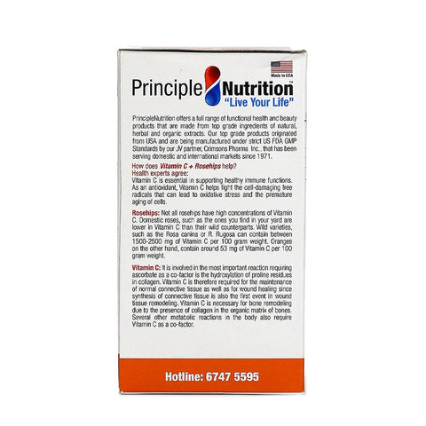 PrincipleNutrition Vitamin C 1000mg + Rosehips - Time Release 60tabs