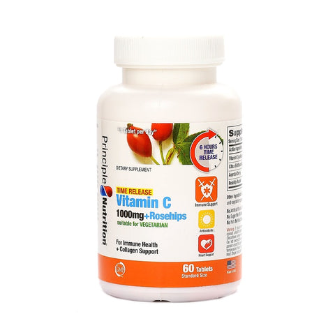 PrincipleNutrition Vitamin C 1000mg + Rosehips - Time Release 60tabs