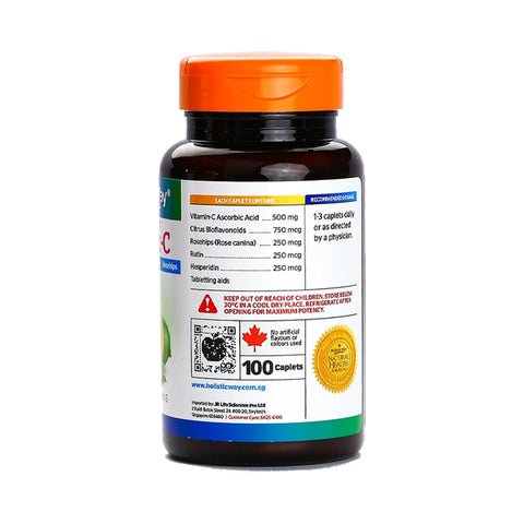 Holistic Way Vitamin C 500mg With Citrus Bioflavonoids & Rosehips 100caps