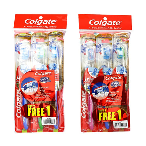 Colgate 360° Surround Toothbrush 2+1