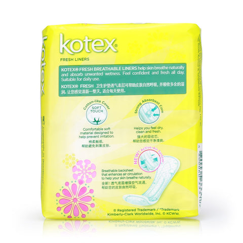 Kotex Fresh Liners Breathable Regular Unscented 40pcs