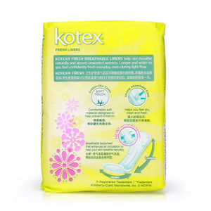 Kotex Fresh Liners Breathable Unscented Longer & Wider 32pcs