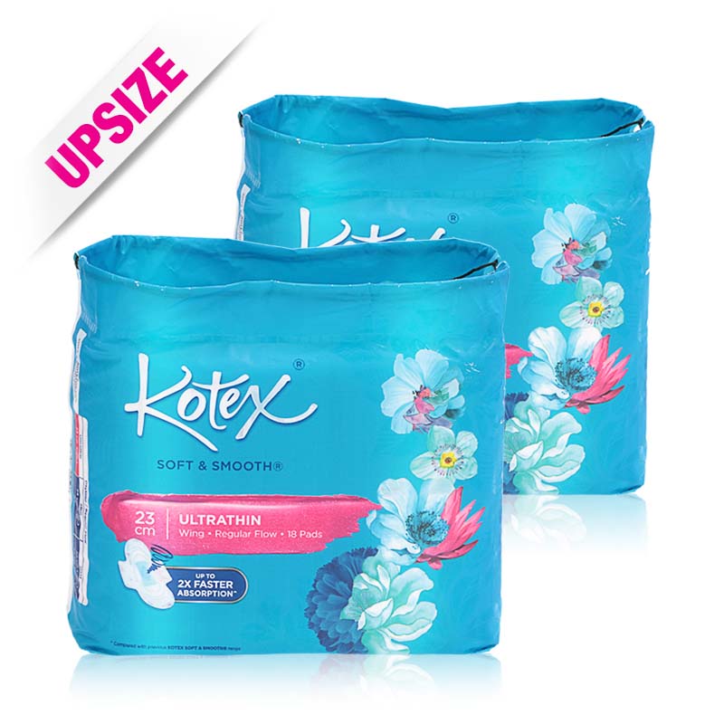 Kotex Pads Soft & Smooth Ultra Thin Wing 23cm 18x2pcs