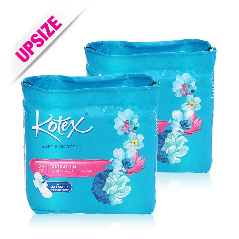 Kotex Pads Soft & Smooth Ultra Thin Wing 28cm 16x2pcs