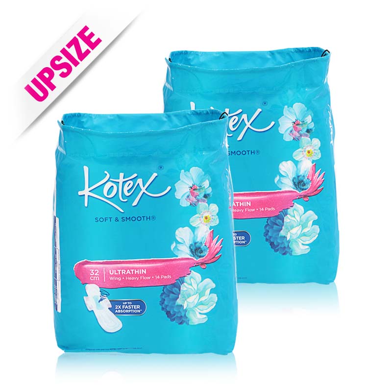 Kotex Pads Soft & Smooth Ultra Thin Wing 32cm 14x2pcs