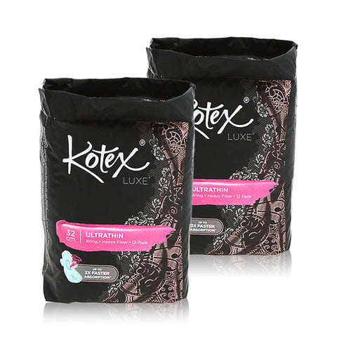 Kotex Pads Luxe Ultra Thin Wing 32cm 12x2pcs