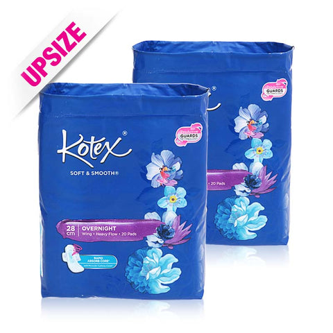 Kotex Pads Soft & Smooth Overnight Wing 28cm 20x2pcs