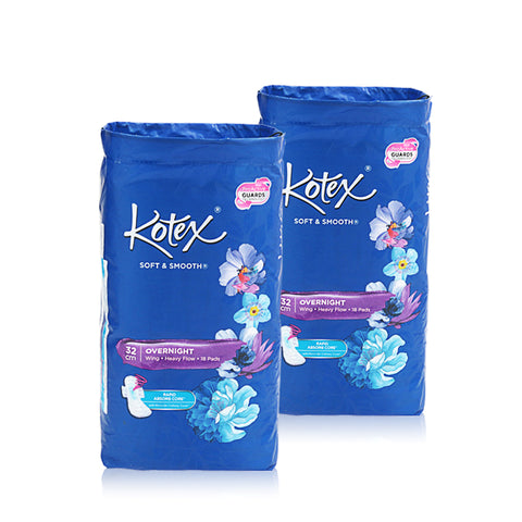 Kotex Pads Soft & Smooth Overnight Wing 32cm 18x2pcs