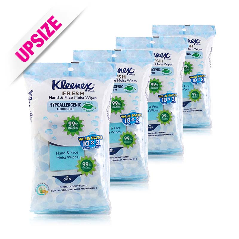 Kleenex Fresh Hand & Face Moist Wipes (case) 3x10sheetx4pcs