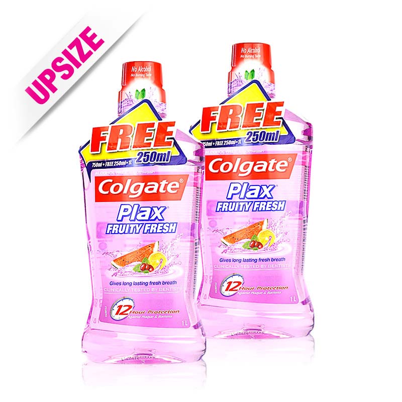 Colgate Plax Fruity Fresh Mouthwash 1Ltrx2pcs