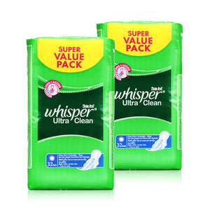 Whisper Ultra Clean Heavy Flow & Overnight Sanitary Pads Wing 2x16pcsx2