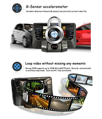 REXING S300 Dash Cam Pro 1080P 170° Wide Angle Super Night Vision Mode, Stealth Design for Cars (16GB MicroSD Card Included)