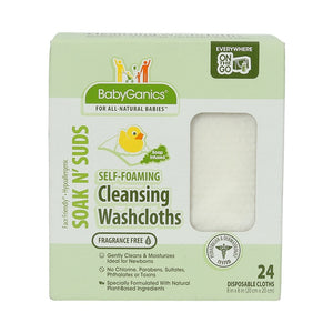 Babyganics Self-Foaming Cleaning Wash Cloths Fragrance Free 24sheets