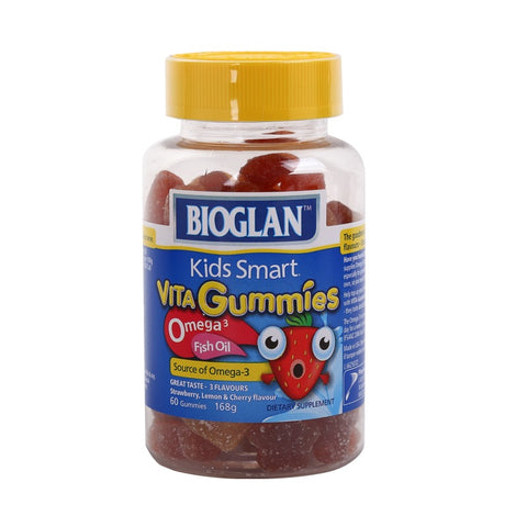 Bioglan Kids Smart Vita Gummies Omega-3 Fish Oil Strawberry, Lemon and Cherry Flavour 60pcs