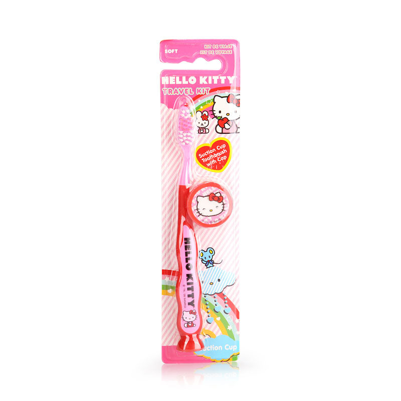 Hello Kitty Travel Kit-Suction Cup Toothbrush W/Round Cap 1pcs