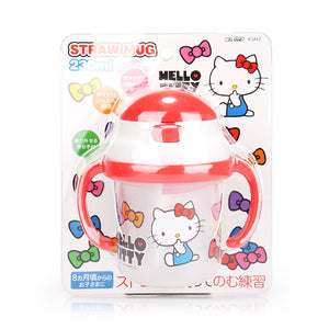 Hello Kitty Twin Handle Mug with Straw Hopper 230ml 1pcs