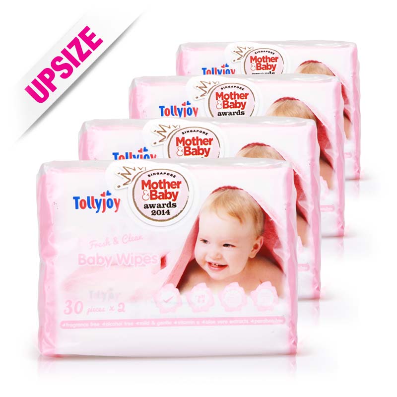 Tollyjoy Fresh and Clean Baby Wipes 2x30sheetsx4packs