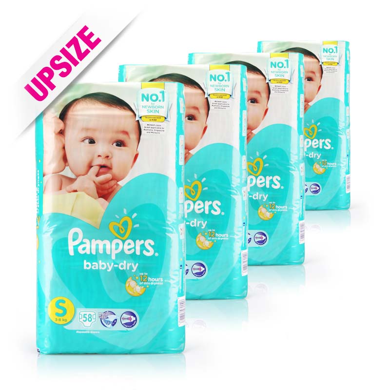 Pampers Baby Dry Diapers S (3-8kg) (case) 58x4pcs