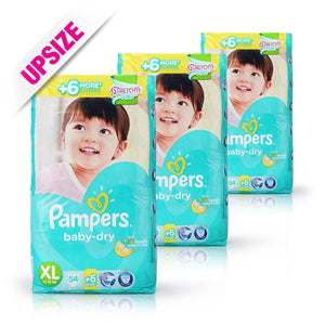 Pampers Baby Dry Diapers XL  (10-17kg) 54+6pcsx3pack