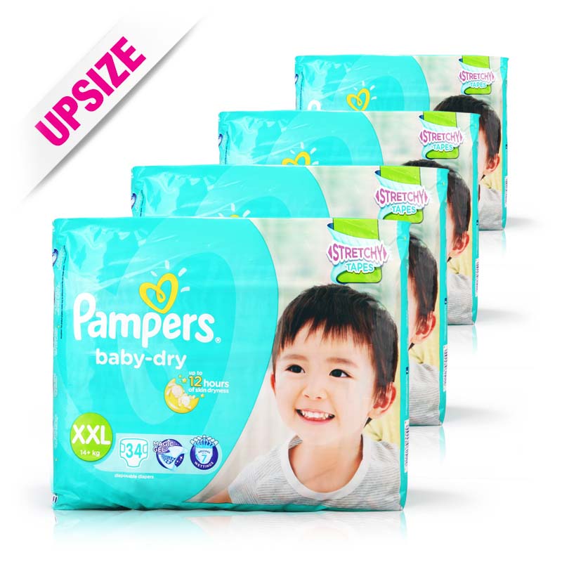 Pampers Baby Dry Diapers XXL  (14kg+) (case) 34x4pcs