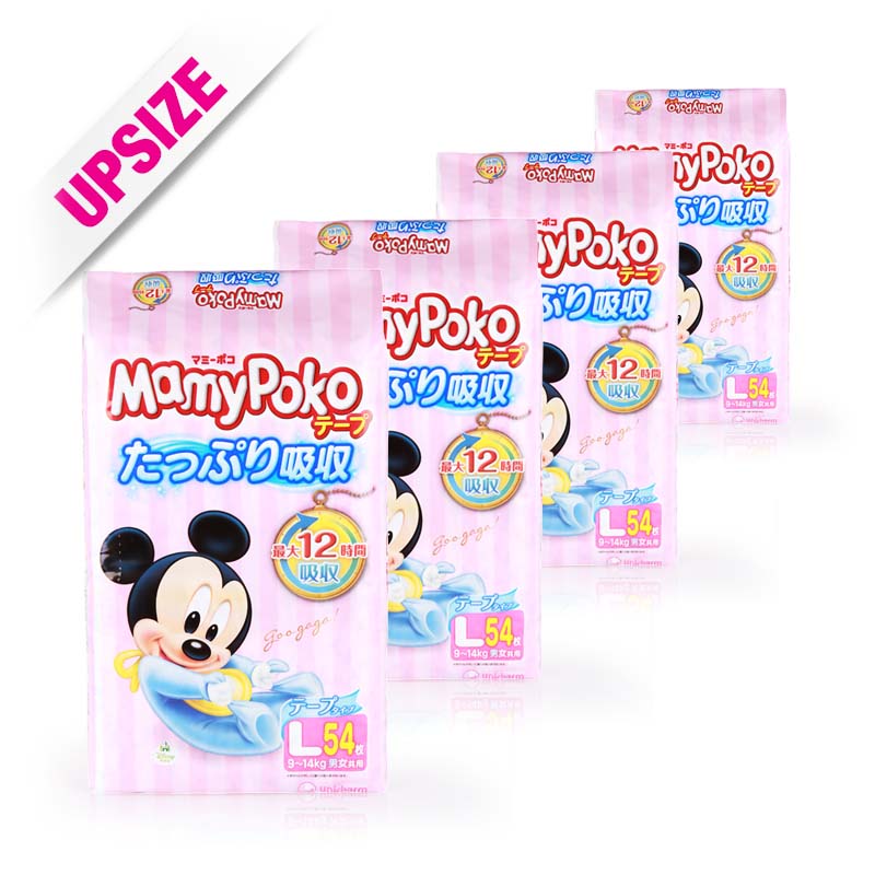 Mamy Poko Open Tape Mickey Mouse L (case) 54x4pcs