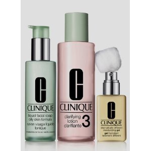 Clinique 3 Steps system for Oily / Oily Combination Skin Set: dramatically moisturizing Gel 4.2 oz / 125 ml + Clarifying Lotion 3 13.5 oz / 400 ml + Liquid Facial Soap Oily Skinild 6.7 oz / 200 ml