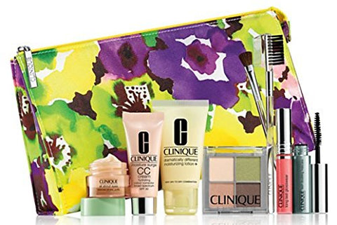 NEW 2015 Clinique 9 Pcs Makeup Skincare Gift Set with Brush Kit & More! ($85+ Value)