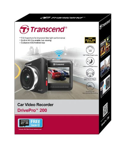 Transcend 16GB DrivePro 200 Car Video Recorder with Adhesive Mount (TS16GDP200)