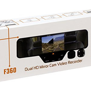 Falcon Zero F360 HD DVR Dual Dash Cam, Rear View Mirror, 1080p, 32GB SD Card (Black)