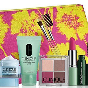 2015 Clinique Makeup Skincare Gift Set (Pink) Turnaround Overnight Moisturizer & More