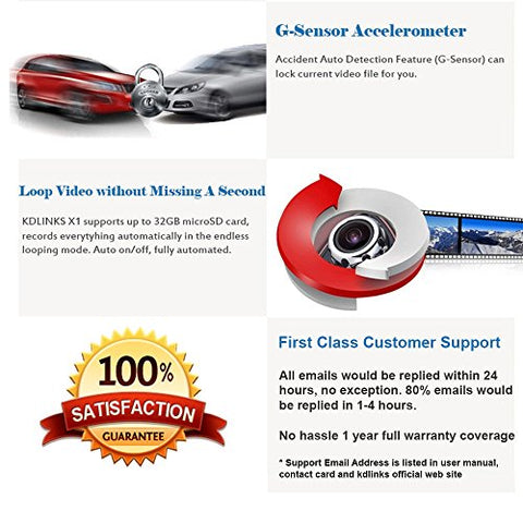 KDLINKS X1 Full-HD 1920*1080 165 Wide Angle Car Dashboard Camcorder with GPS, G-Sensor & WDR Superior Night Mode