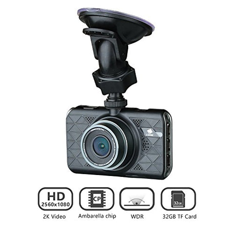 Z-Edge Z3 3-Inch 2K Ultra Full HD Car DVR with G-sensor, WDR, Ambarella Chip and 32GB Card