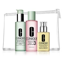 Clinique 3 Steps system for Oily / Oily Combination Skin Set: dramatically moisturizing Gel 4.2 oz / 125 ml + Clarifying Lotion 3 13.5 oz / 400 ml + Liquid Facial Soap Oily Skinild 6.7 oz / 200 ml