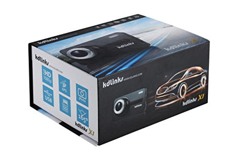 KDLINKS X1 Full-HD 1920*1080 165 Wide Angle Car Dashboard Camcorder with GPS, G-Sensor & WDR Superior Night Mode